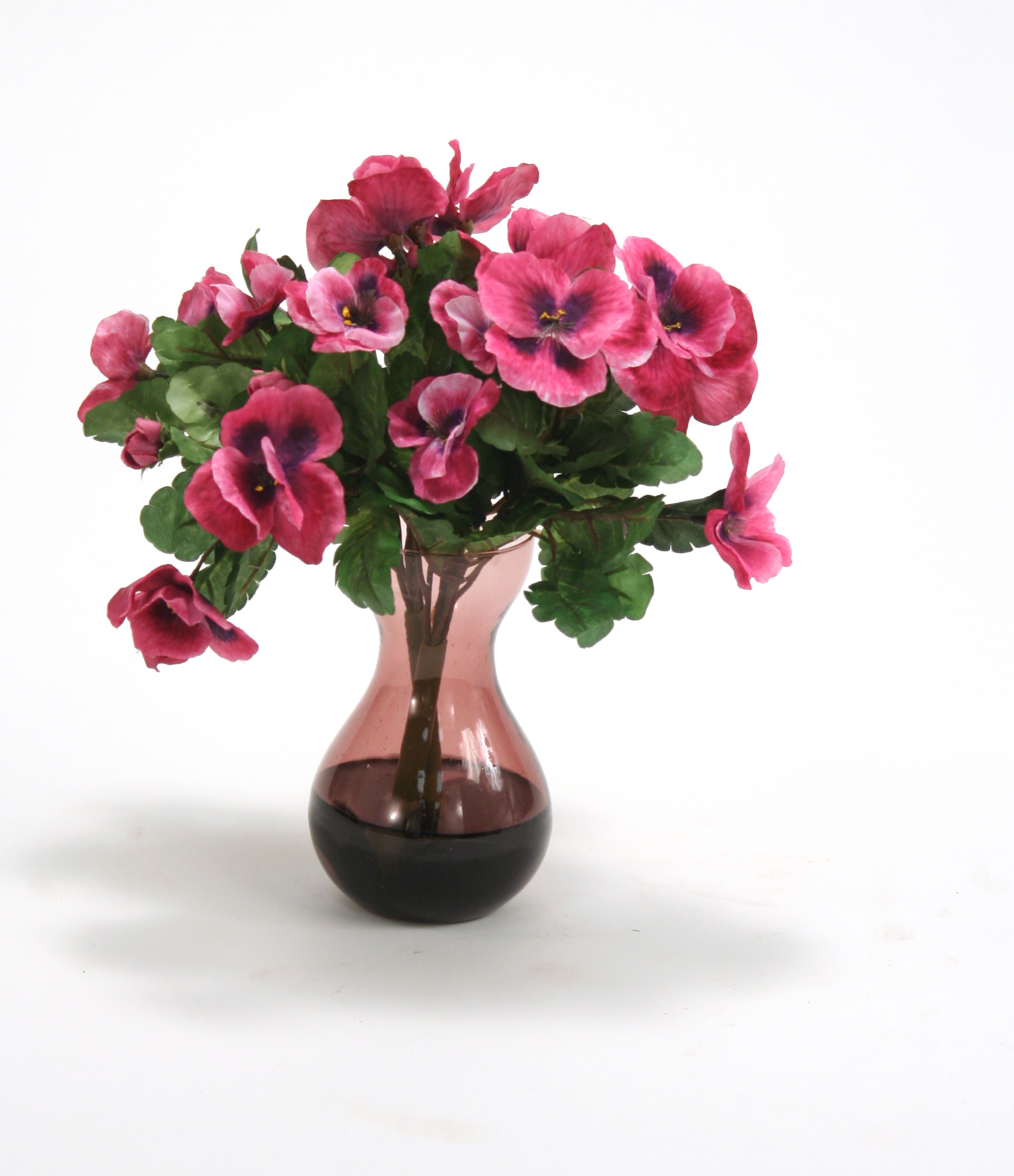 Waterlook ® Pink Pansy Bush in Violet Bulb Forcer Vase (2 pc set)