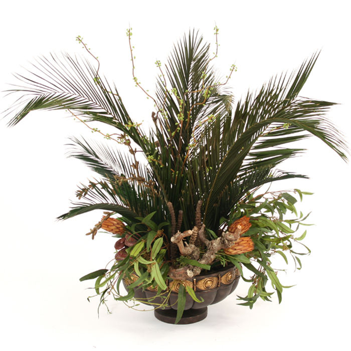 Dried Greenery - Palms, Pods, Foliage Branches and Protea in an Atlantis Bowl