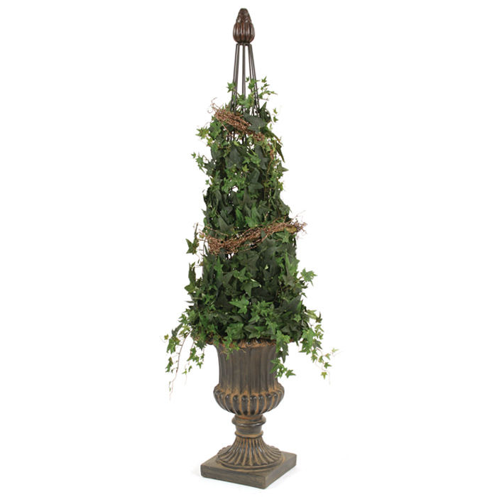 5' Ivy Topiary in Small Rust Classic Fiberglass Urn