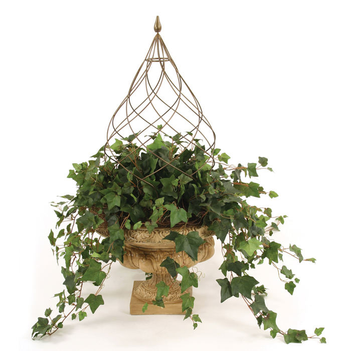 Silk Mountain Ivy Topiary in an Ornate Relief Urn