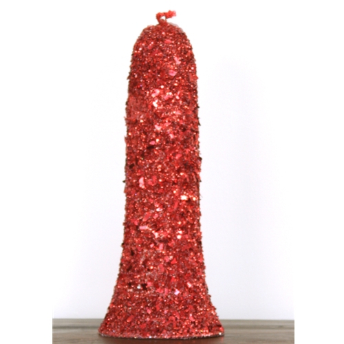 17' Red Glittered Bell with Thick Rope Cord