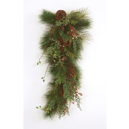 32' Sugar Pine Teardrop with Greenery, Pine Cones and Berries