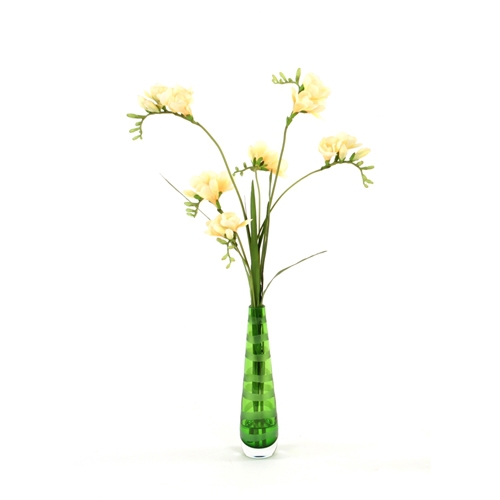 Waterlook ® Silk Cream-Yellow Freesia in a Green Bud Vase (Pack of 2)