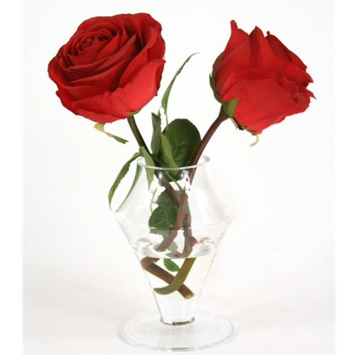 Waterlook ® Silk Red Roses in a Small Glass Vase | Free ...