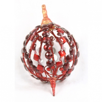 Ornament - 8' Red Bejeweled Oval Ornament