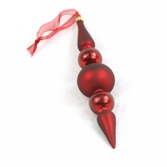 Ornament - 8' Red Finial Glass Ornament (Pack of 6; 72/cs)