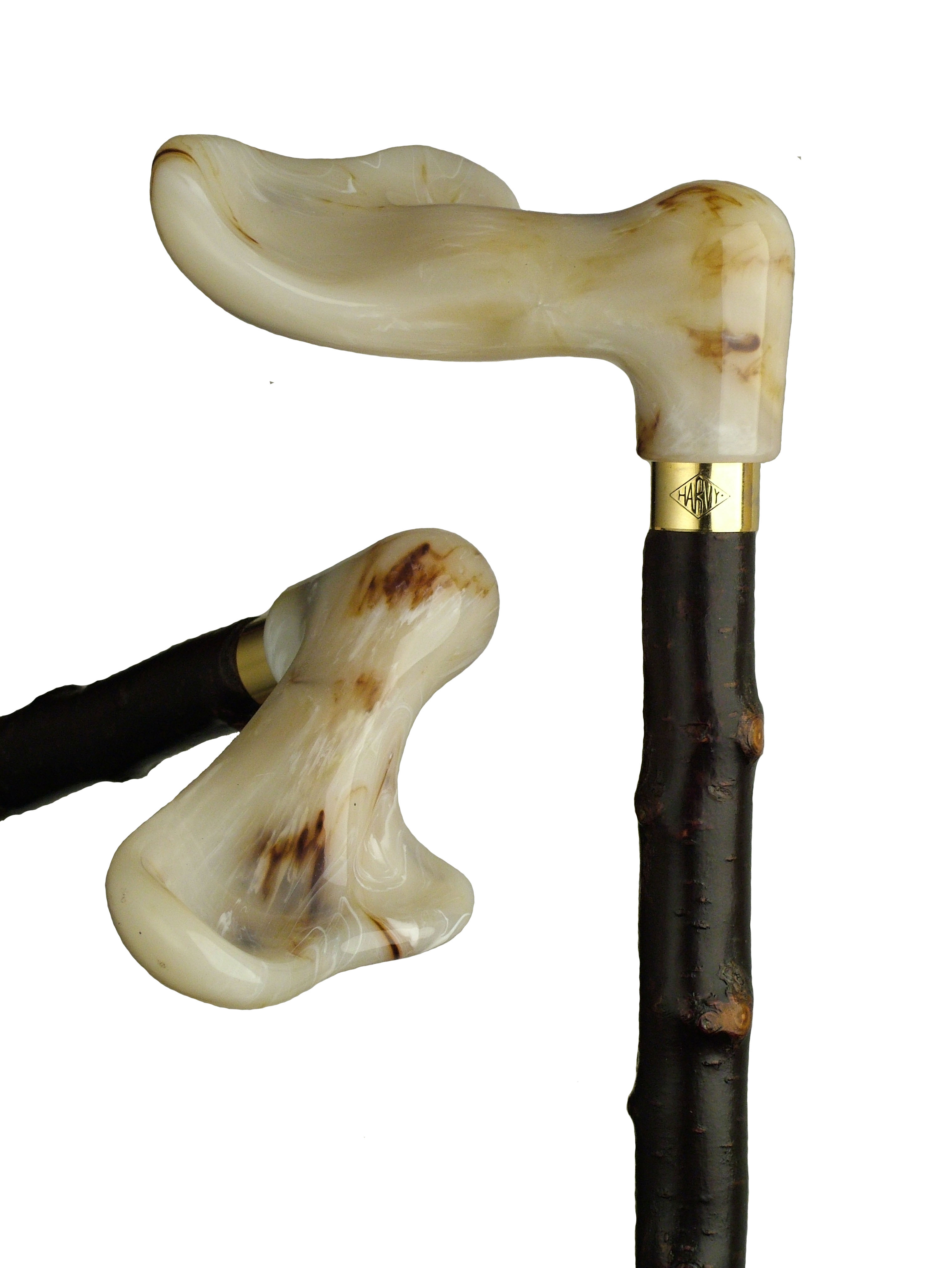 White marblized right palm grip handle set on a genuine blackthorn
