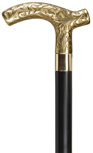 Men's derby handle-embossed solid brass walking stick