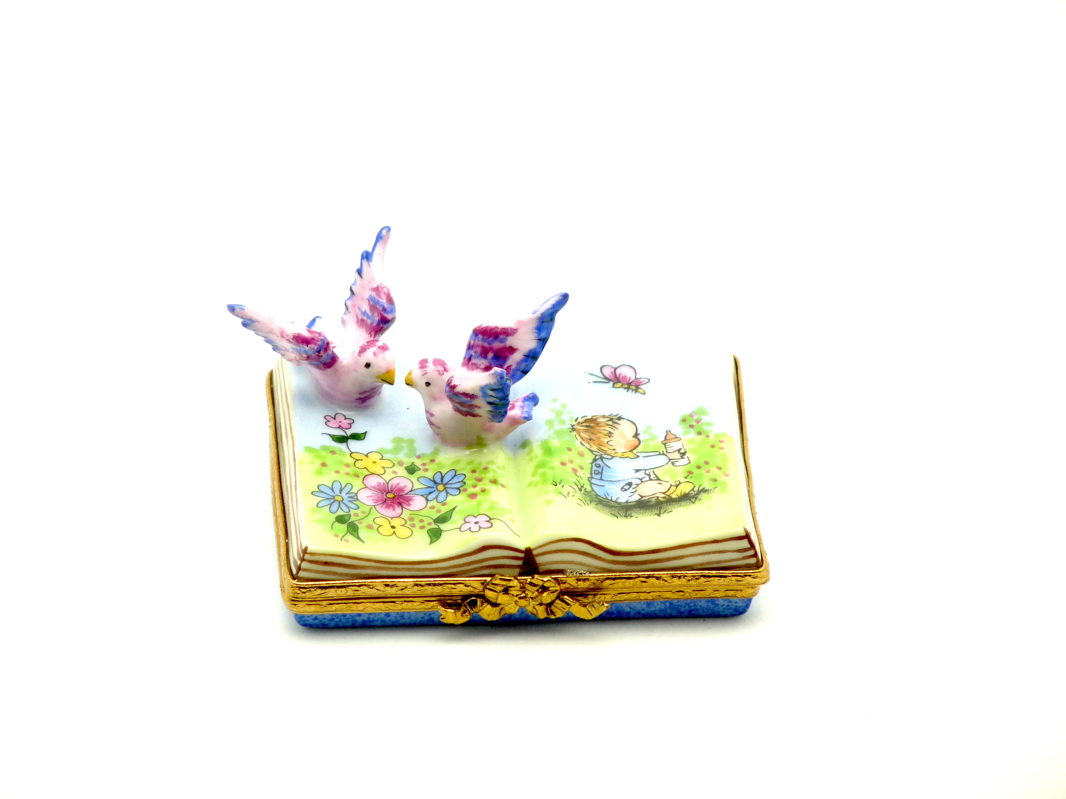 Baby's open book with doves