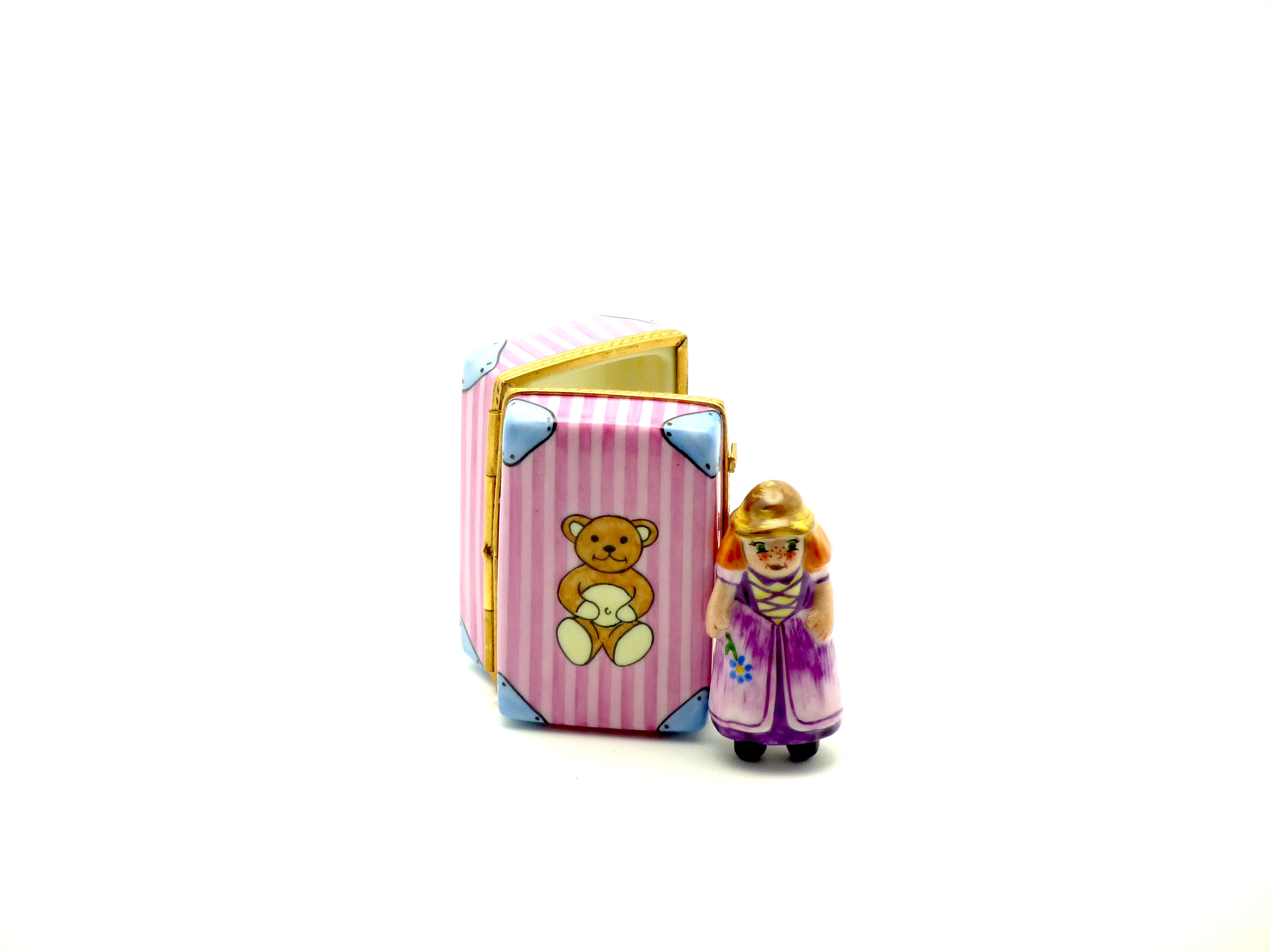 Doll case pink strips with doll