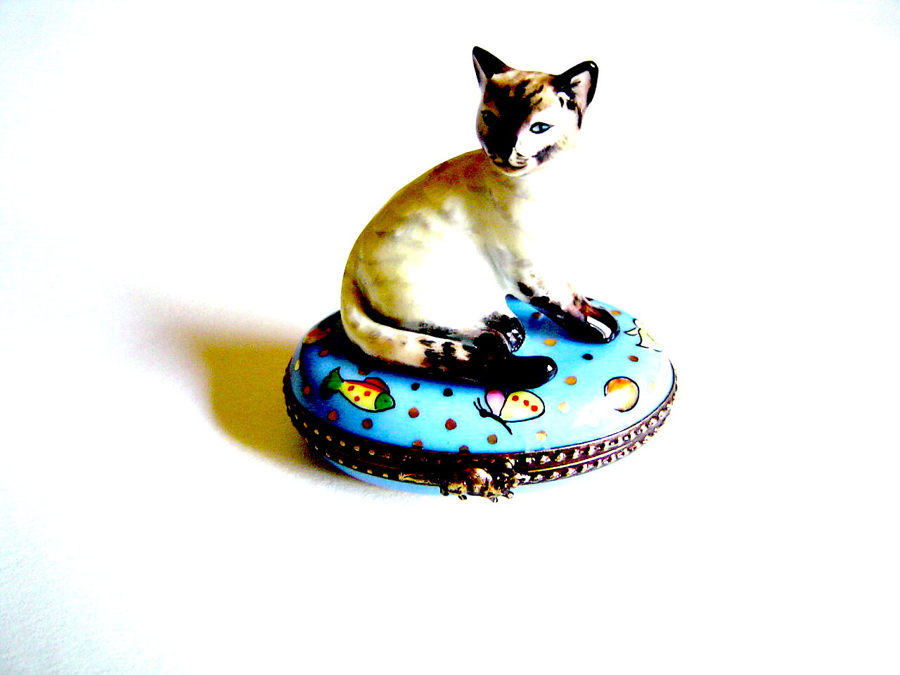 Siamese cat on blue base