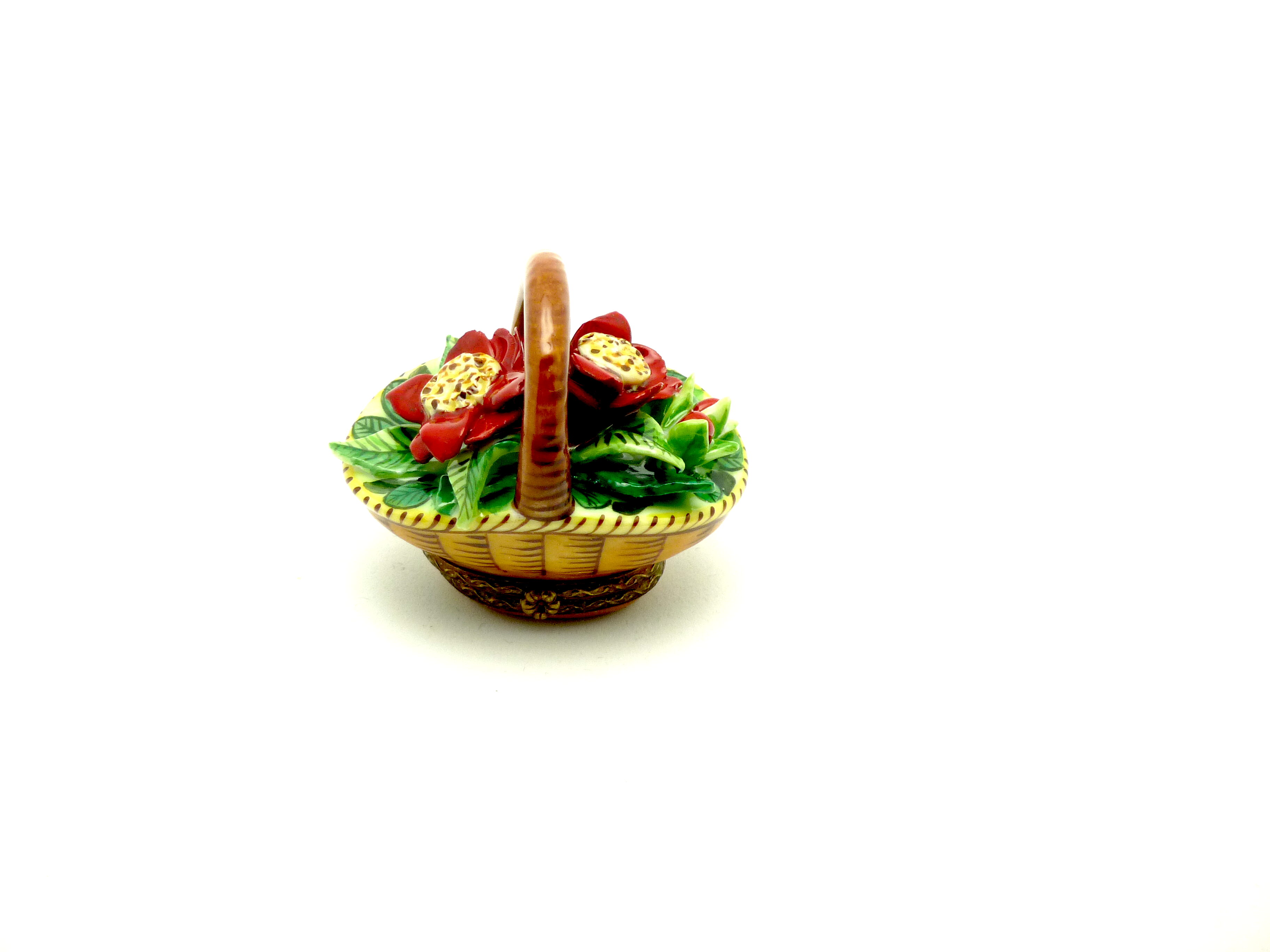 Basket with camellia flowers red 3D