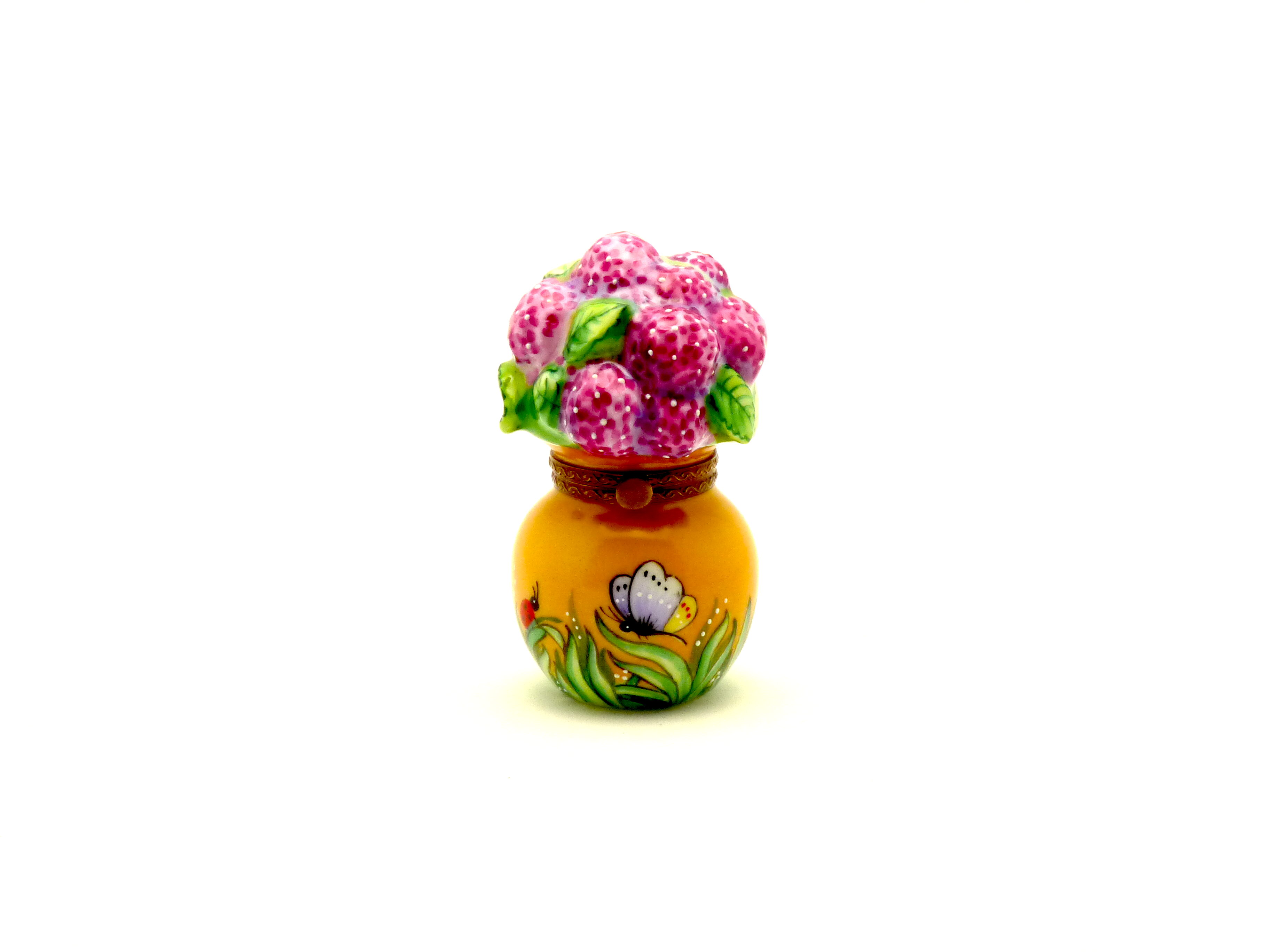 Hydrangea pink with lady & butterfly decor on pot