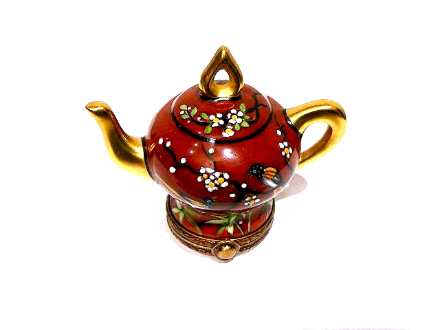 Teapot - birds dark brown with gold