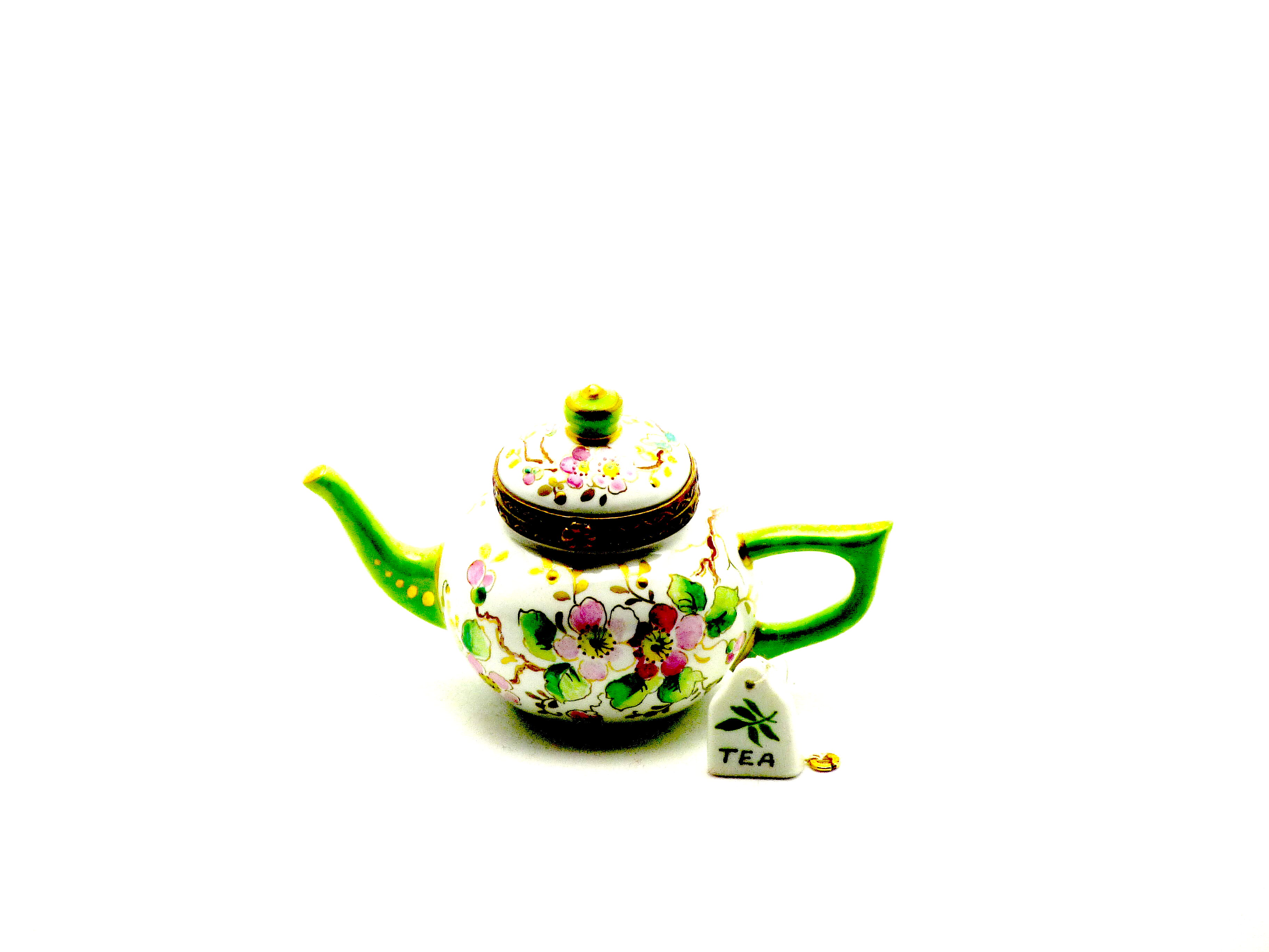 Teapot - flowers green