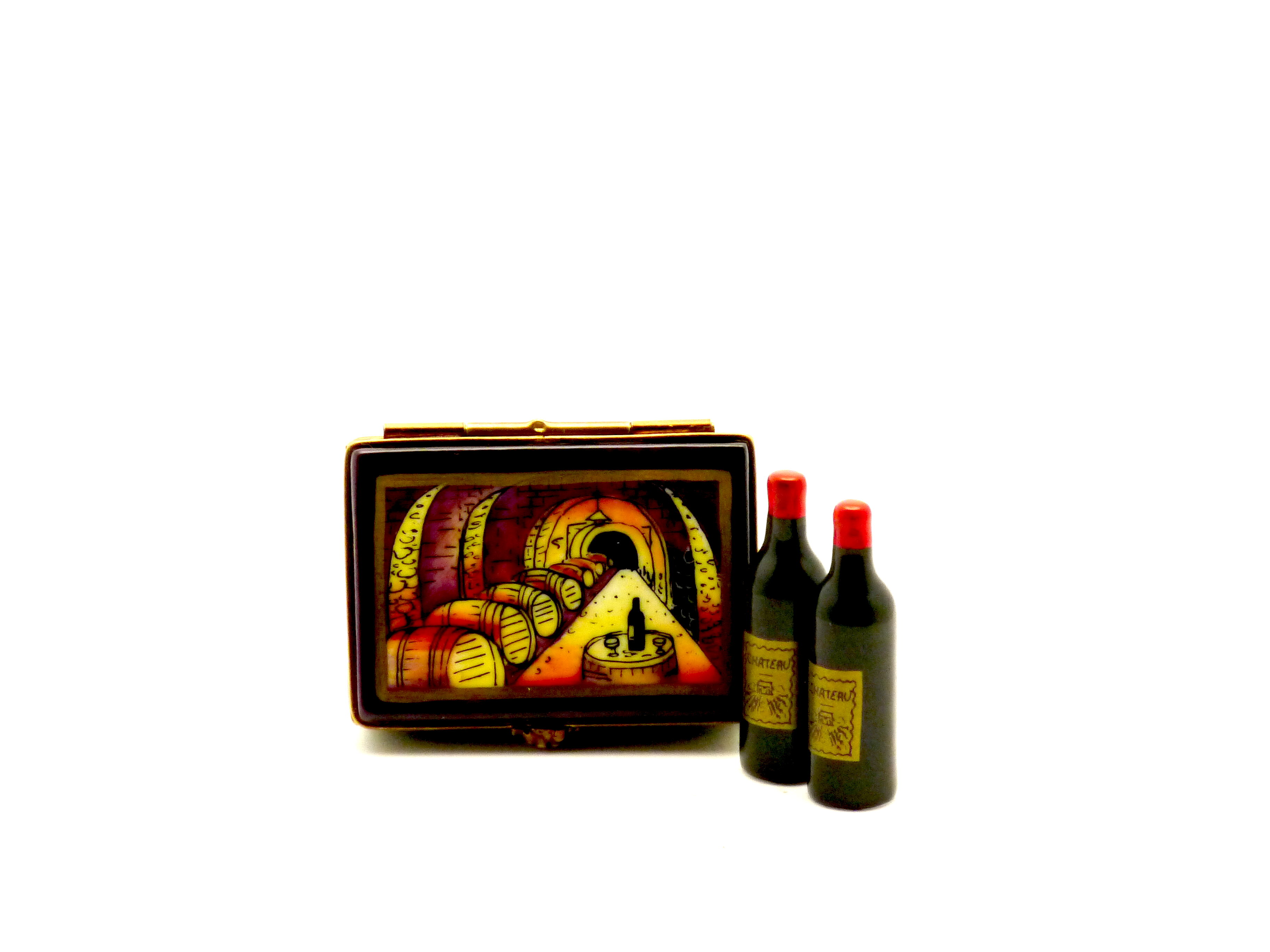 Red wine bottles in case