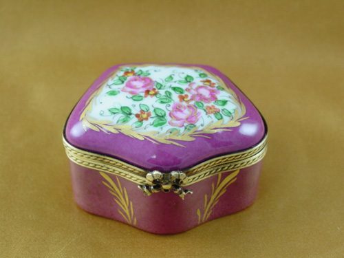 Fiva sided burgundy with flowers