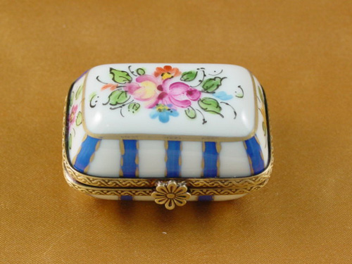 Blue and glod striped with flowers