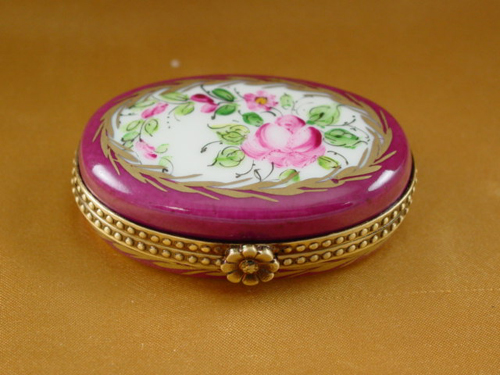 Oval burgundy with flowers
