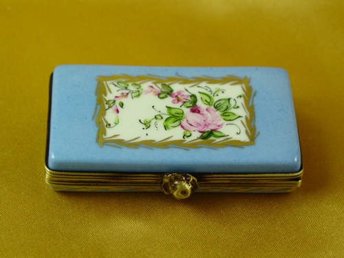 Flat rectangle blue with flowers
