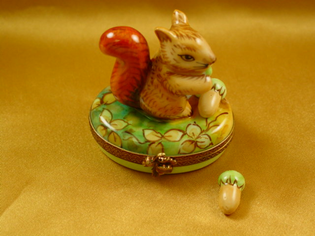 Squirrel in field with acorn