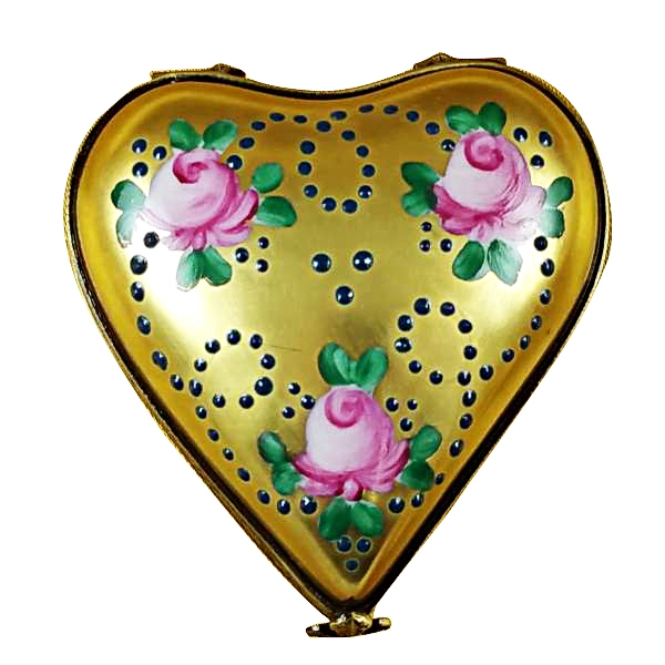 Gold heart w/pink roses