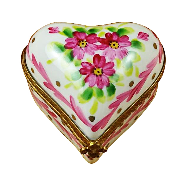 Heart with pink trim & flowers
