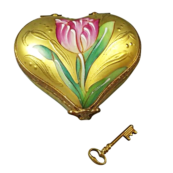 KEY TO MY HEART WITH TULIPS AND REMOVABLE KEY
