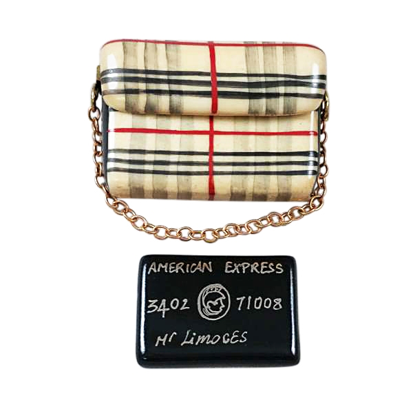 BURBERRY PURSE WITH BLACK AMERICAN EXPRESS CREDIT CARD