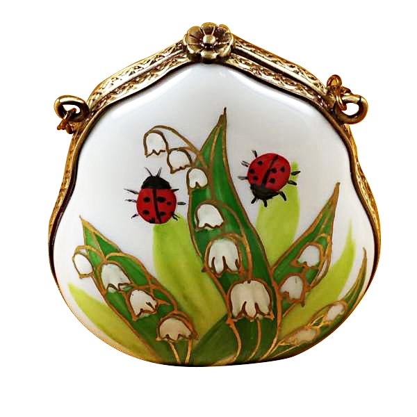 Lily of the valley purse with ladybugs