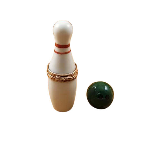 Bowling Pin With Green Bowling Ball