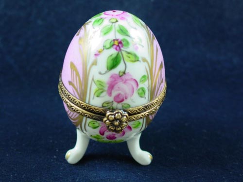 FOOTED EGG WITH PINK AND FLOWERS