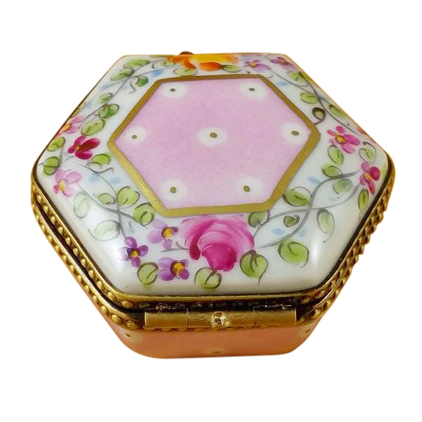 PINK HEXAGON WITH FLOWERS