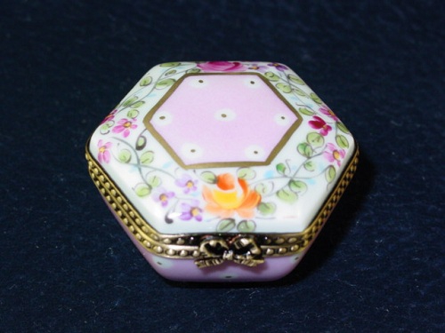PINK HEXAGON WITH FLOWERS