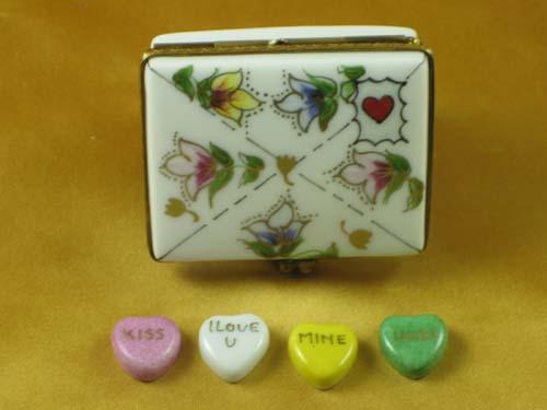 Envelope w conversation hearts - Limoges Boxes and Figurines