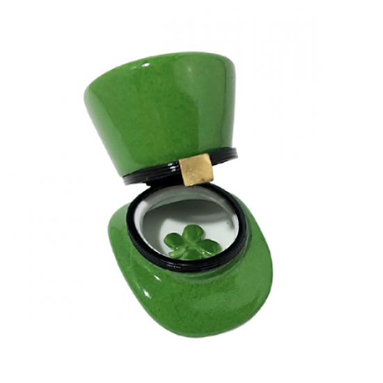 LEPRECHAUN HAT WITH REMOVABLE FOUR LEAF CLOVER - Limoges Boxes and