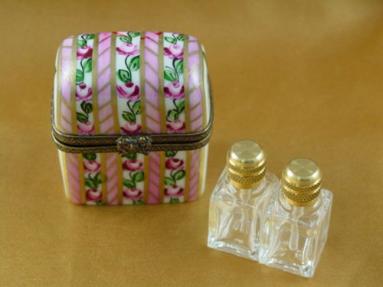 Pink and gold with two bottles