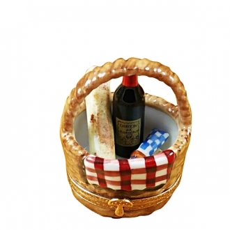 PICNIC BASKET W/WINE, BREAD, CHEESE & NAPKIN