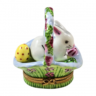 White Rabbit In Basket Wisteria & Flowers