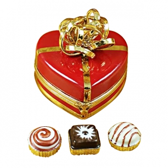 Red heart gold bow w/truffle