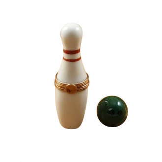 Bowling Pin With Green Bowling Ball