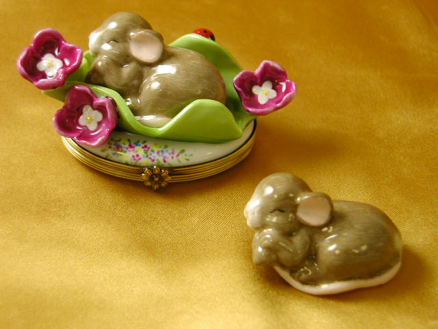 Sleeping mouse among flowers