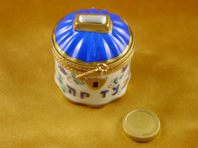 Tzedakah box w/ coin