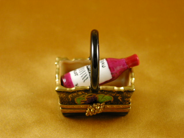 Merlot bottle in basket..