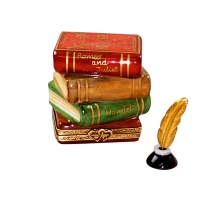 SHAKESPEARE STACK OF BOOKS W/REMOVABLE INKWELL AND BRACE FEATHER