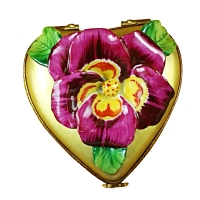 Pansy on gold heart