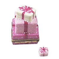 Pink birthday cake with present