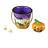 PUMPKIN IN PAIL W/CANDY CORN