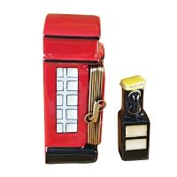BRITISH PHONE BOOTH W/REMOVABLE TELEPHONE