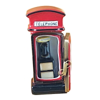 BRITISH PHONE BOOTH W/REMOVABLE TELEPHONE